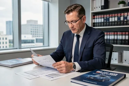 Comptable analysant des documents fiscaux liés à l'amortissement non déductible d'un véhicule de tourisme en entreprise