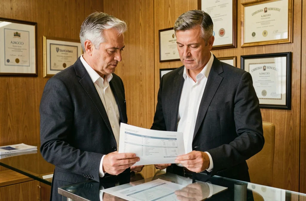 Jean Luc Pelliccia, courtier immobilier indépendant, dans son bureau professionnel à Ajaccio